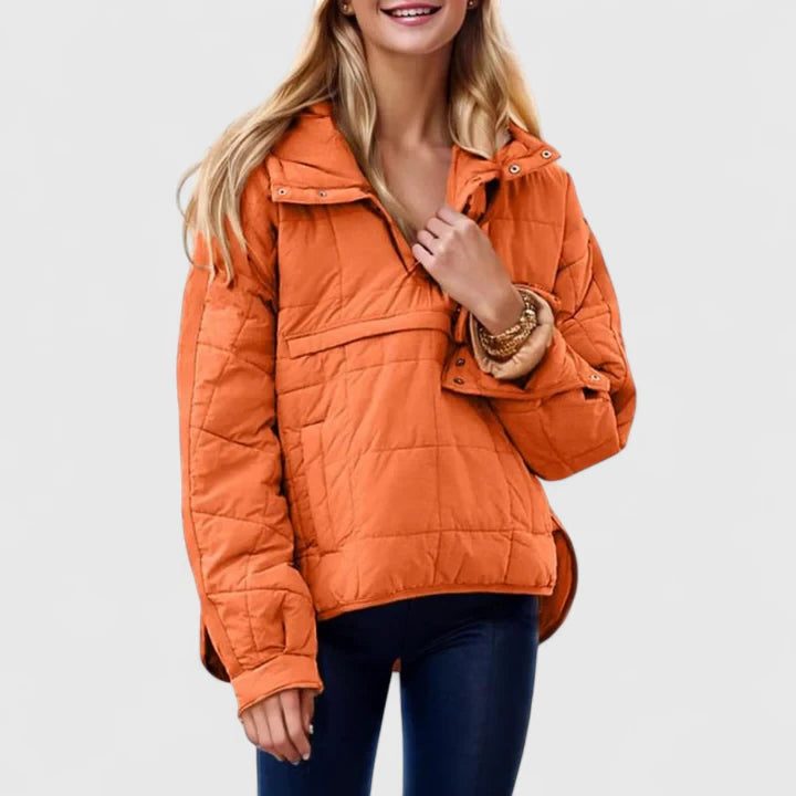 Oversized Puffer Jacket for Women - Orange