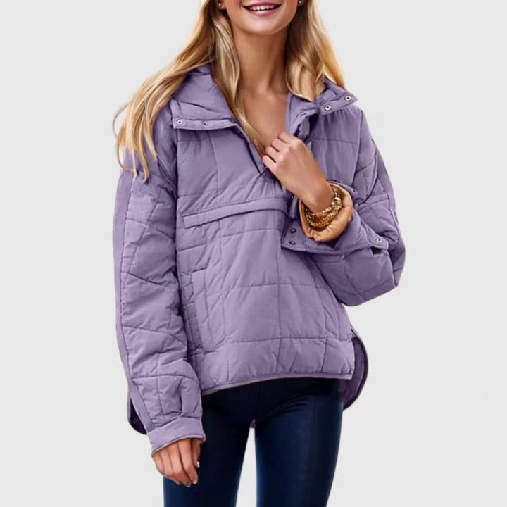Oversized Puffer Jacket for Women - Violet