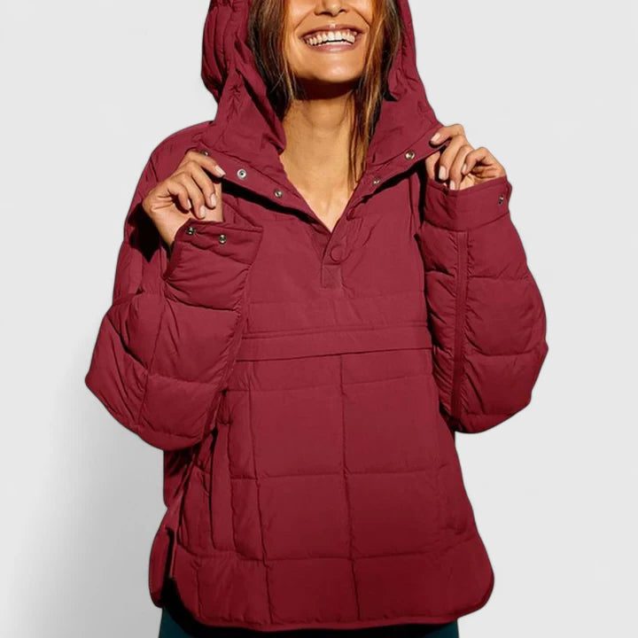Oversized Puffer Jacket for Women - Rouge
