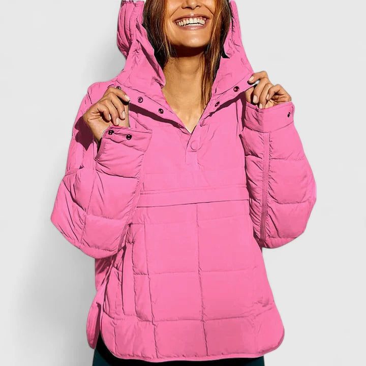 Oversized Puffer Jacket for Women - Rose