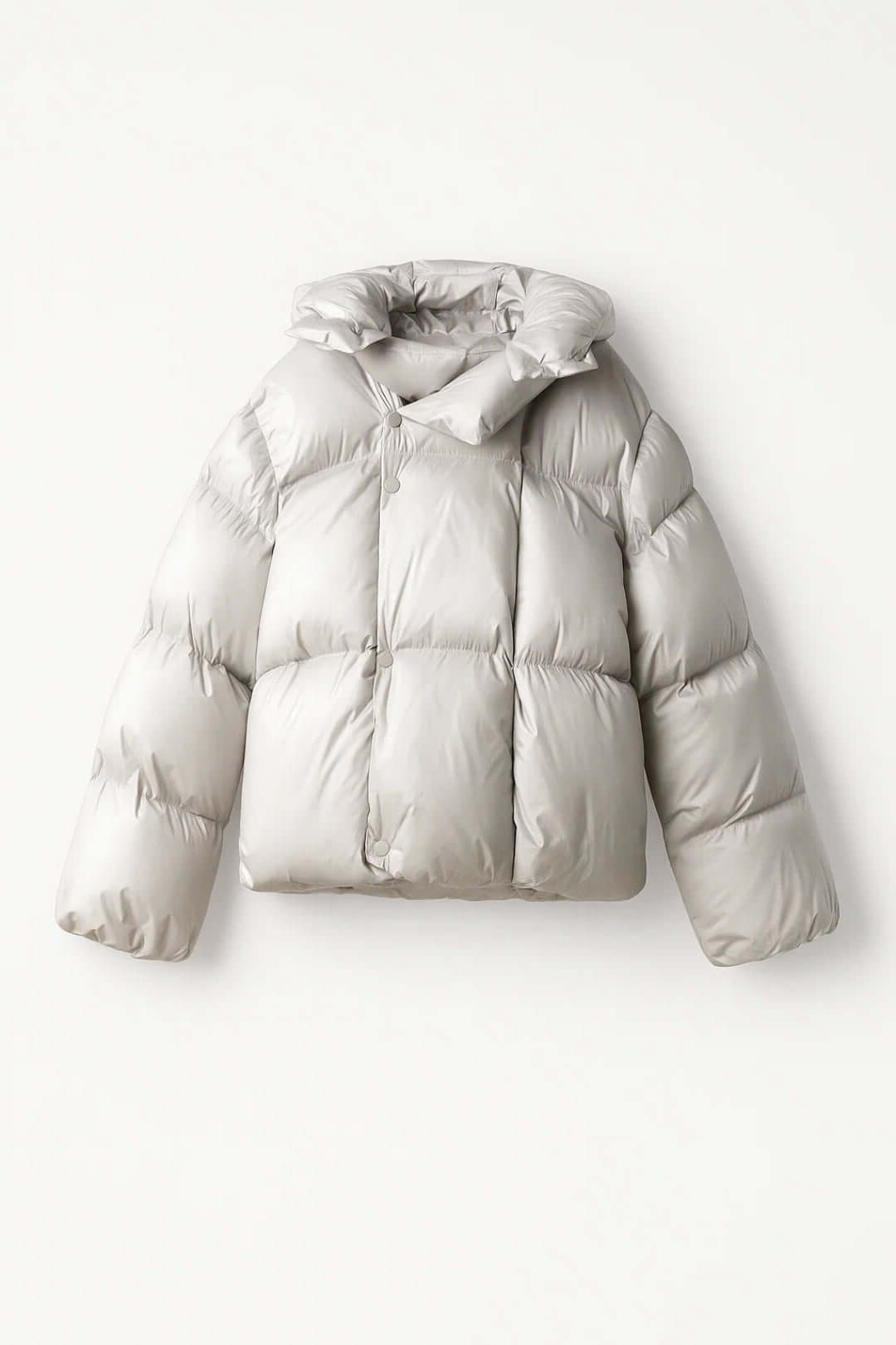 Oversized Puffer Jacket with Stand Collar for Women