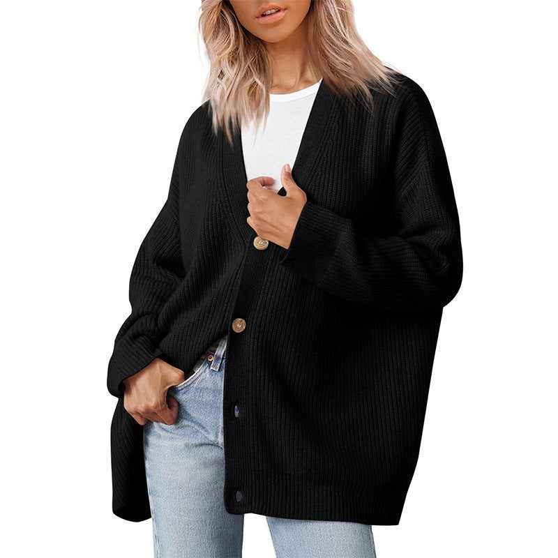 Oversized Ribbed Knit Cardigan for Women