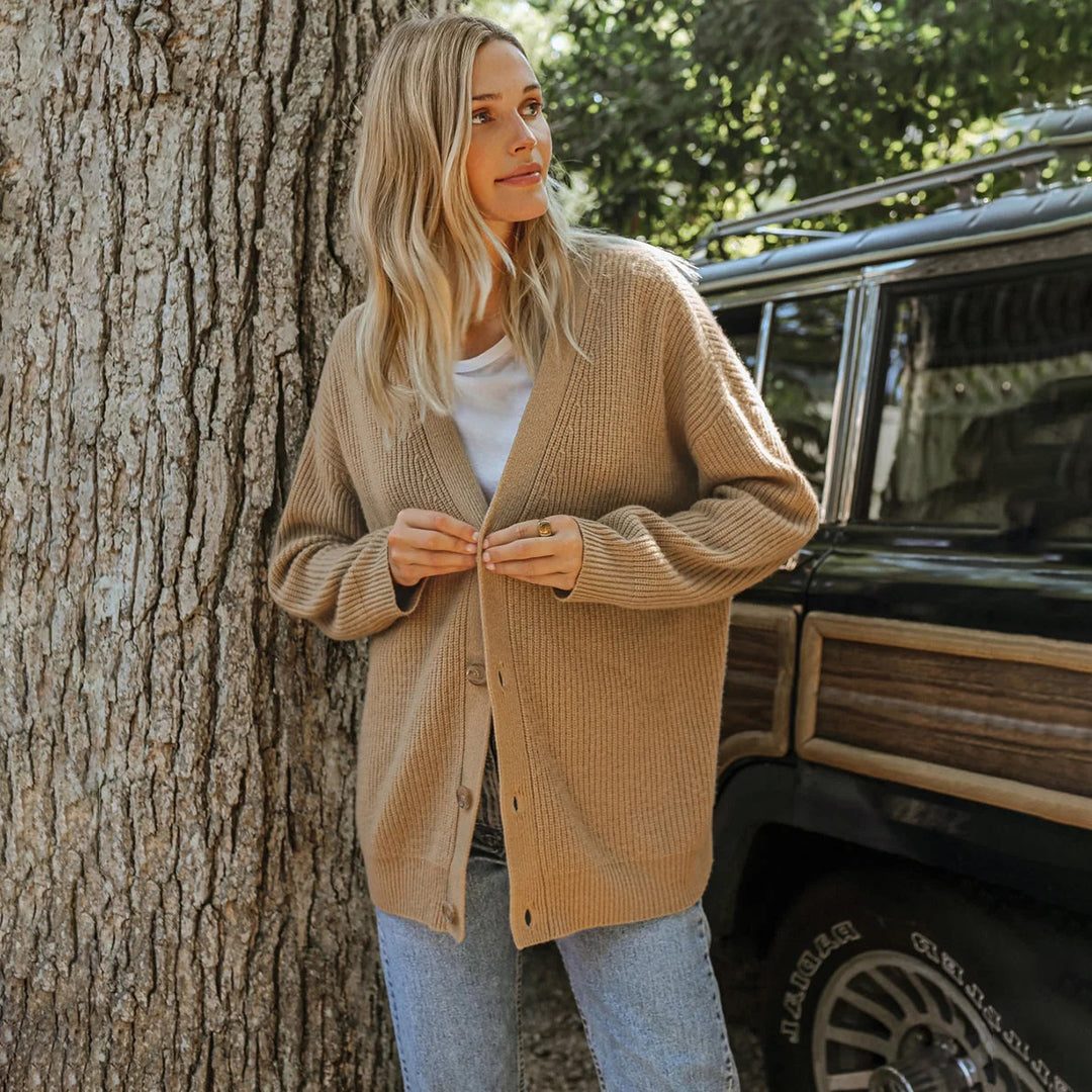 Oversized Ribbed Knit Cardigan for Women - View 3