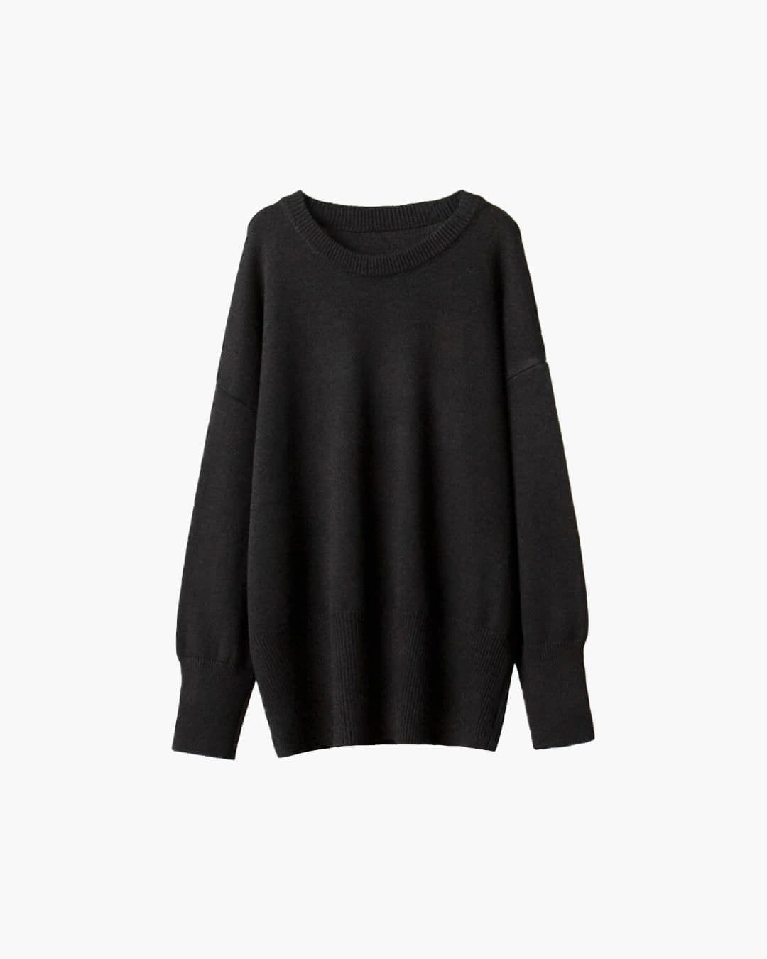 Oversized Ribbed Knit Crew Neck Jumper for Women - View 12