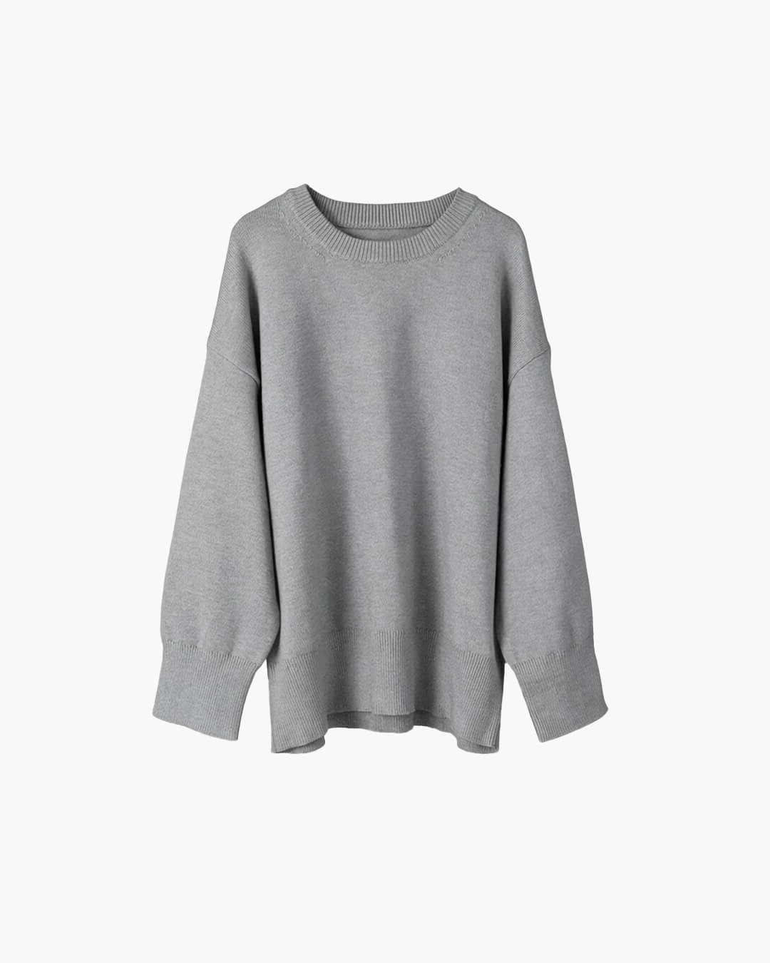 Oversized Ribbed Knit Crew Neck Jumper for Women - View 13