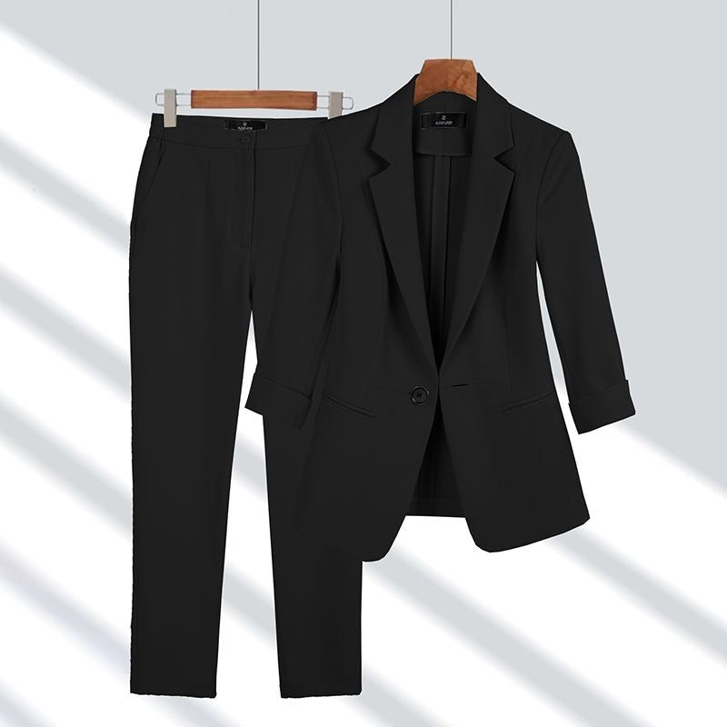 Oversized Single-Button Blazer and Straight Leg Trousers Set for Women