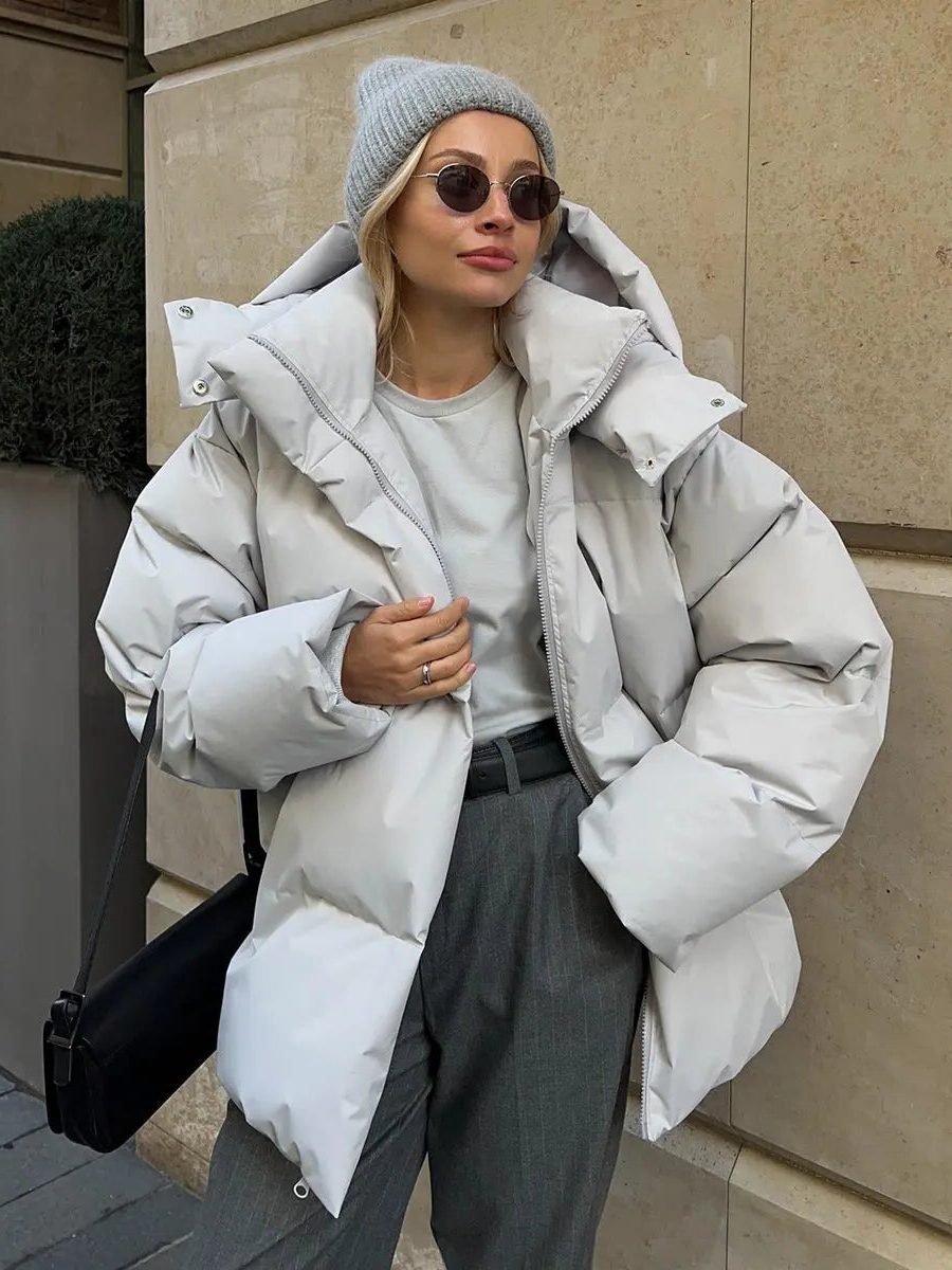 Padded Puffer Jacket for Women - Gris clair
