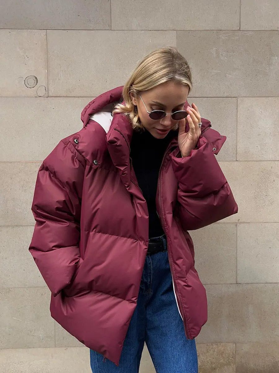 Padded Puffer Jacket for Women - Rouge