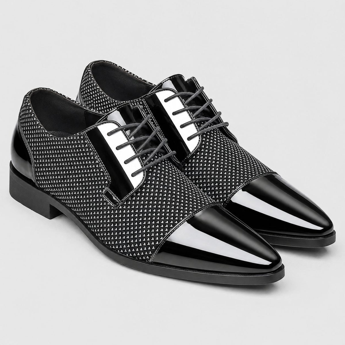 Patent Cap Toe Oxford Shoes for Men - Grey