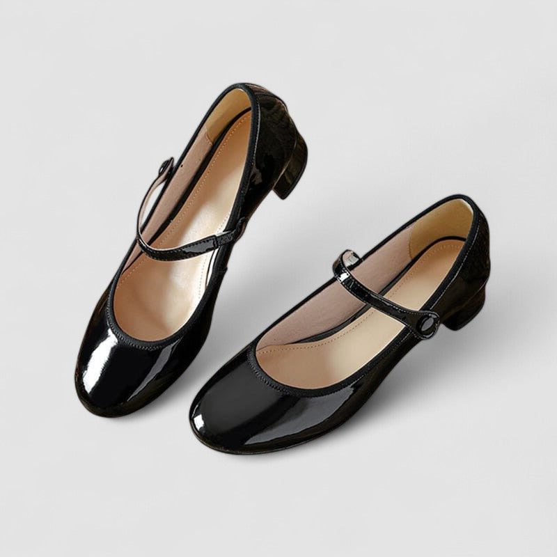 Patent Mary Jane Heels with Ankle Strap and Block Heel for Women - View 3