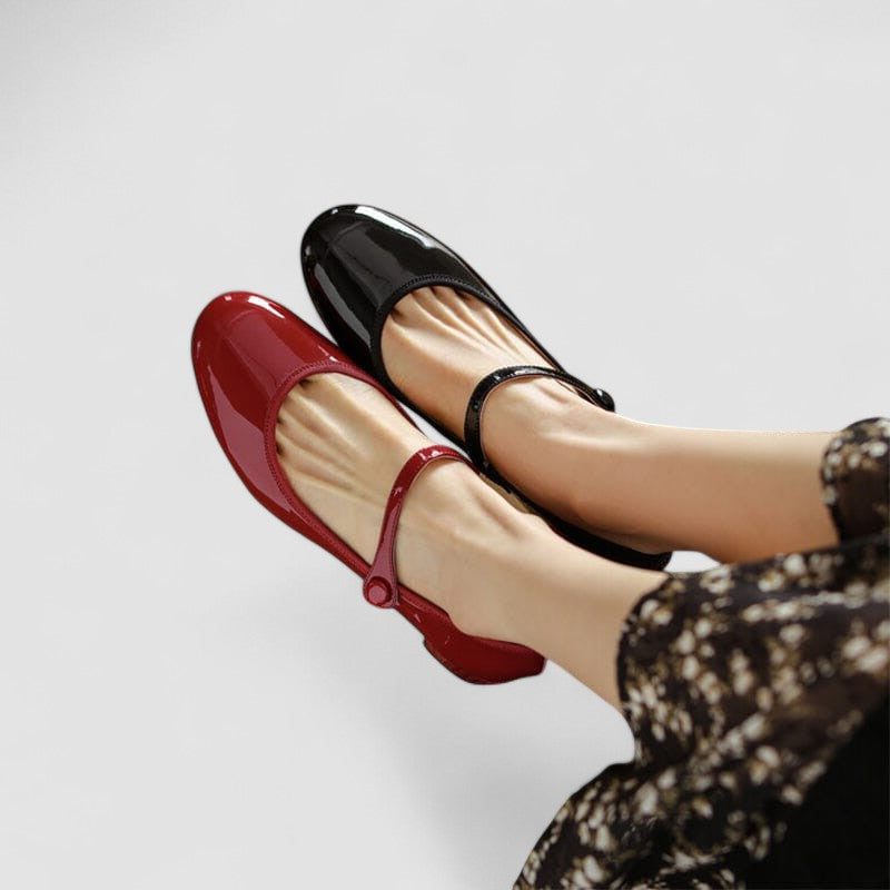 Patent Mary Jane Heels with Ankle Strap and Block Heel for Women - View 4