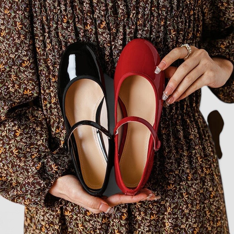 Patent Mary Jane Heels with Ankle Strap and Block Heel for Women - View 7
