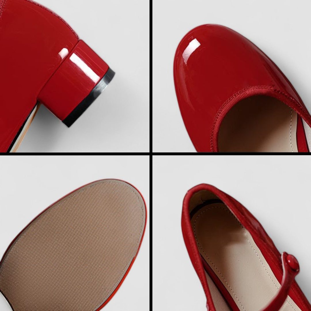 Patent Mary Jane Heels with Ankle Strap and Block Heel for Women - View 8