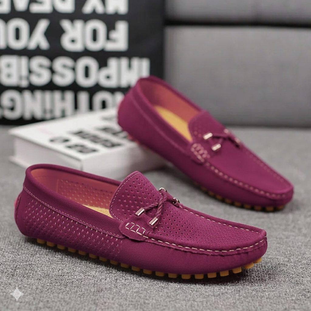 Perforated Slip-On Loafers for Men - View 10