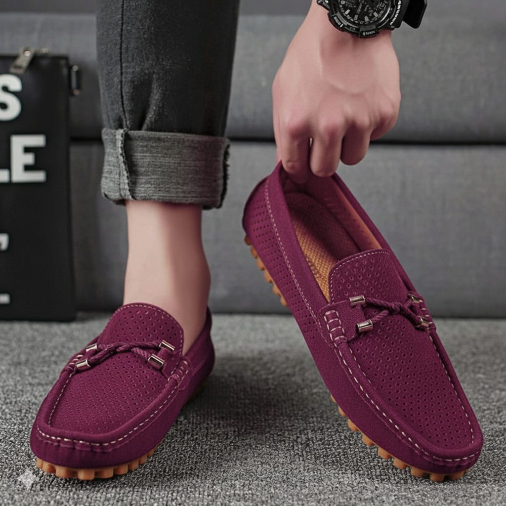 Perforated Slip-On Loafers for Men - View 11