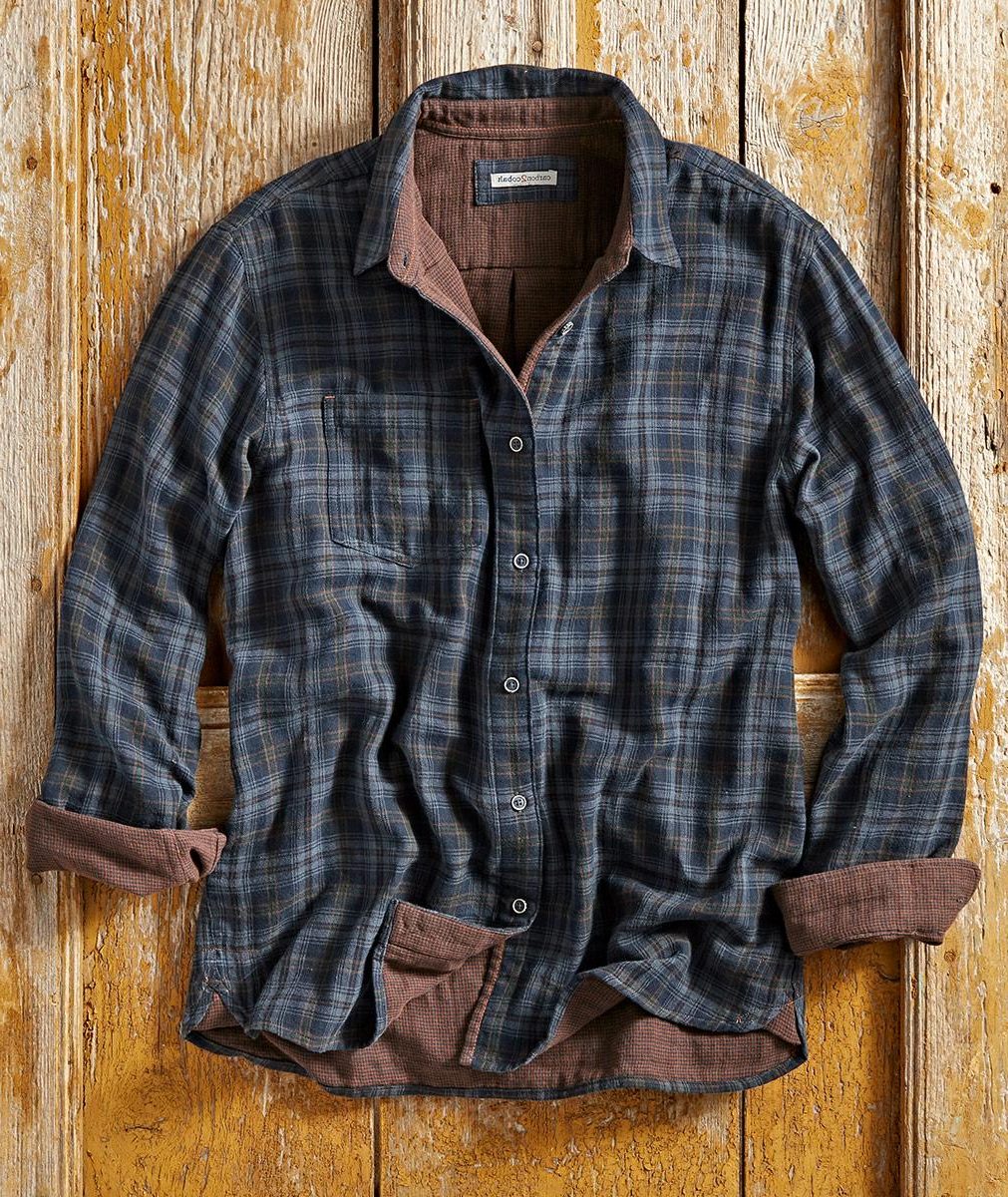 Plaid Button-Down Shirt with Pointed Collar for Men