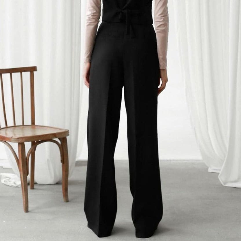 Pleated Wide Leg Palazzo Trousers for Women - View 4