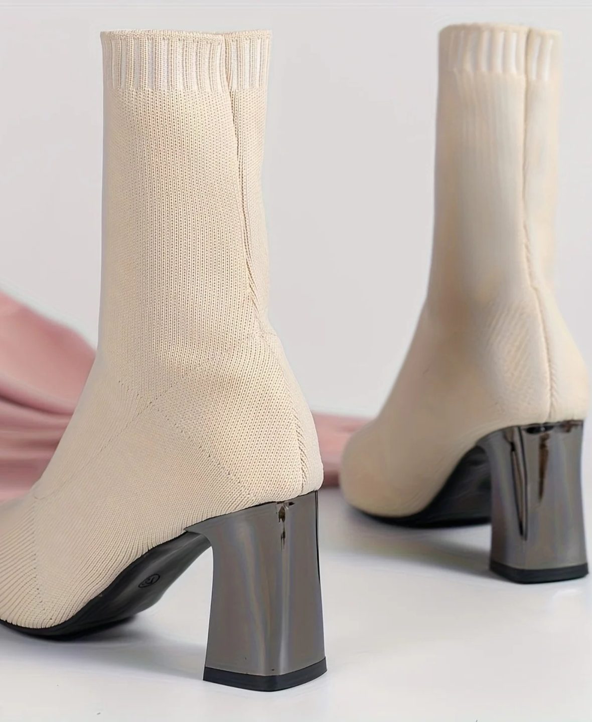 Pointed Toe Block Heel Sock Boots for Women - View 11