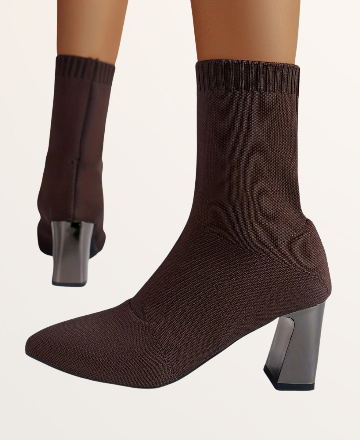 Pointed Toe Block Heel Sock Boots for Women - View 4