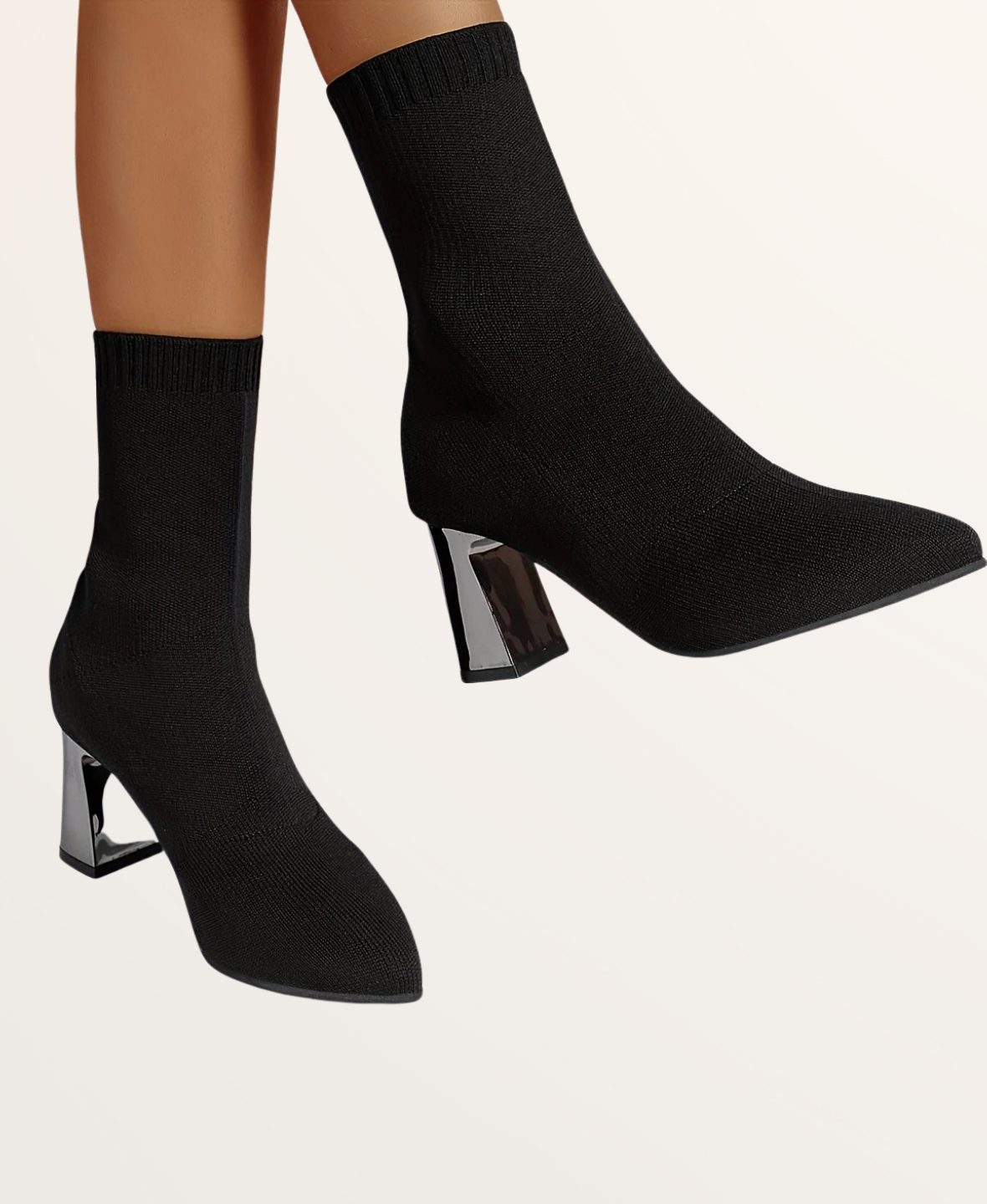 Pointed Toe Block Heel Sock Boots for Women - View 6