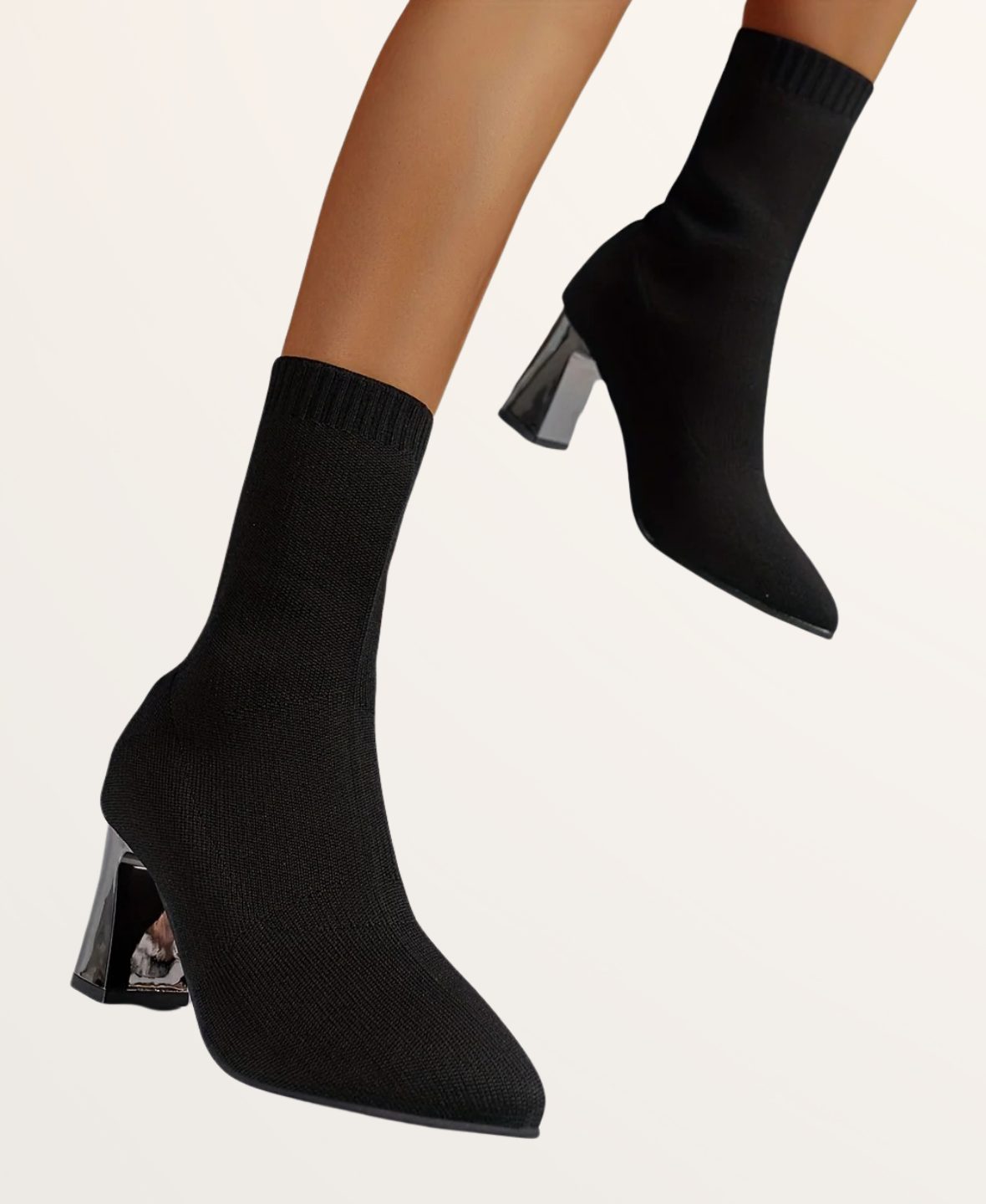 Pointed Toe Block Heel Sock Boots for Women - View 7