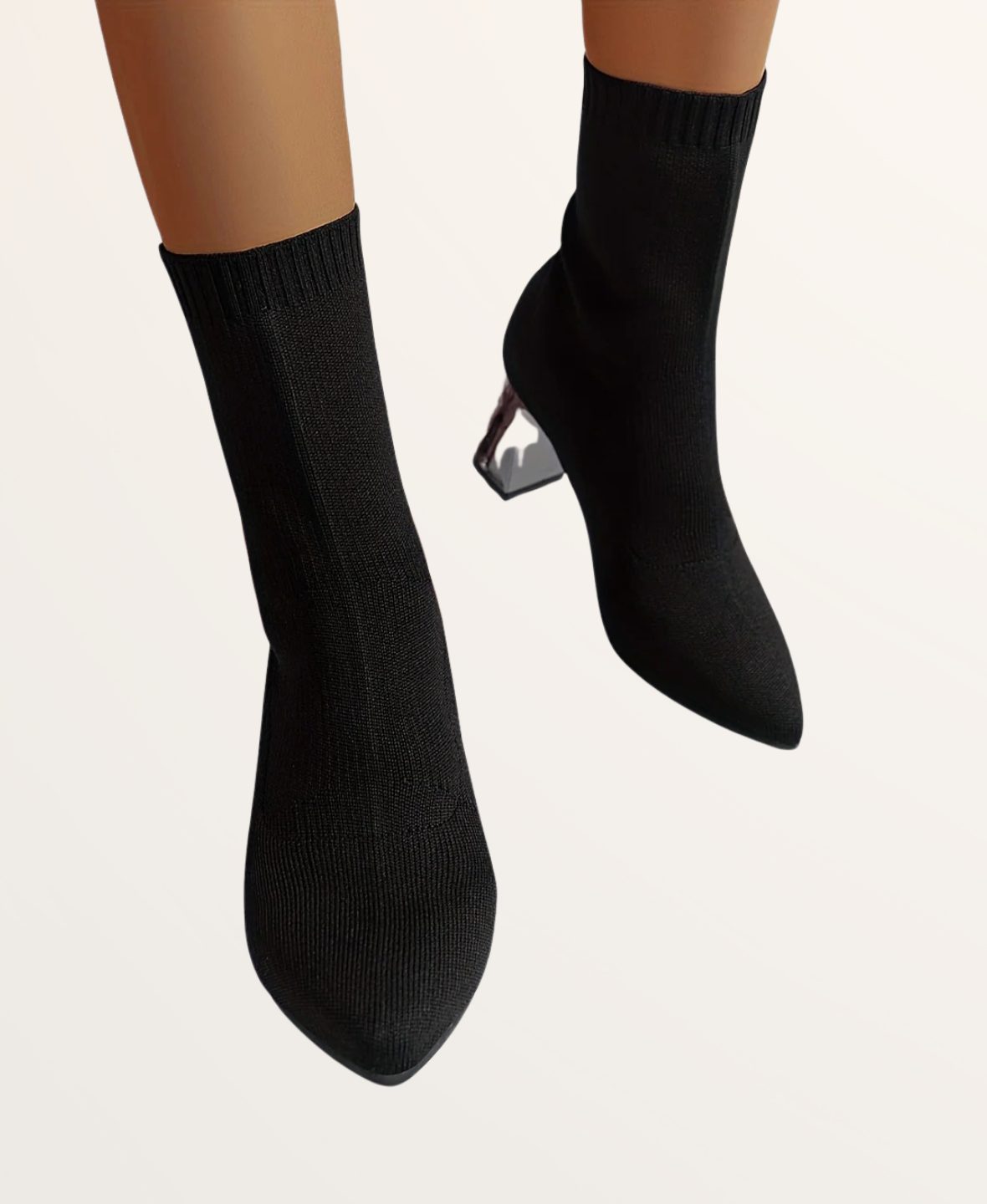 Pointed Toe Block Heel Sock Boots for Women - View 8
