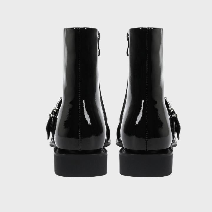Pointed Toe Buckle Biker Boots for Women - View 3