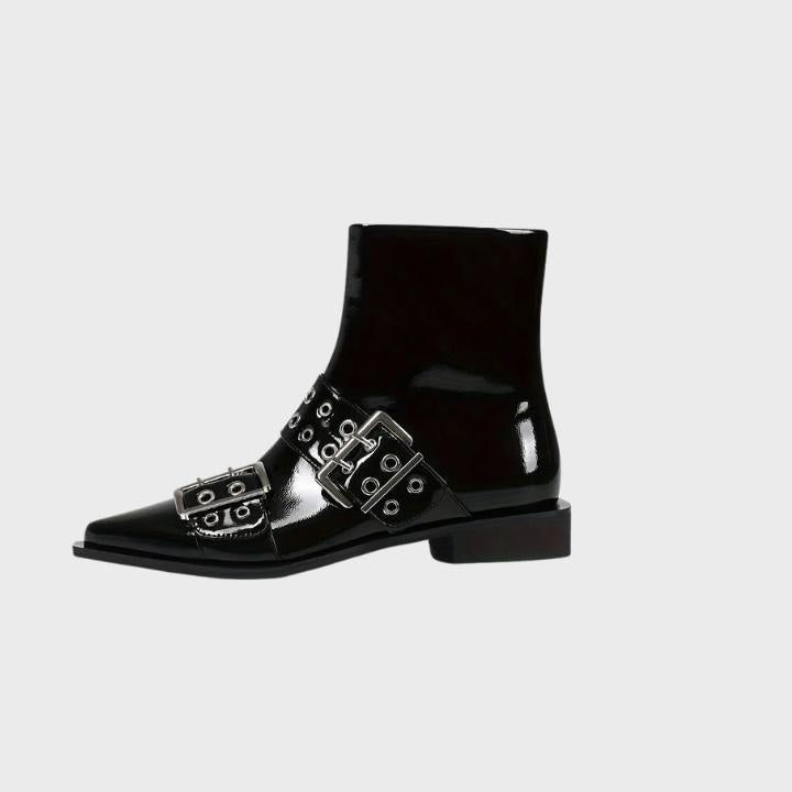 Pointed Toe Buckle Biker Boots for Women - View 5
