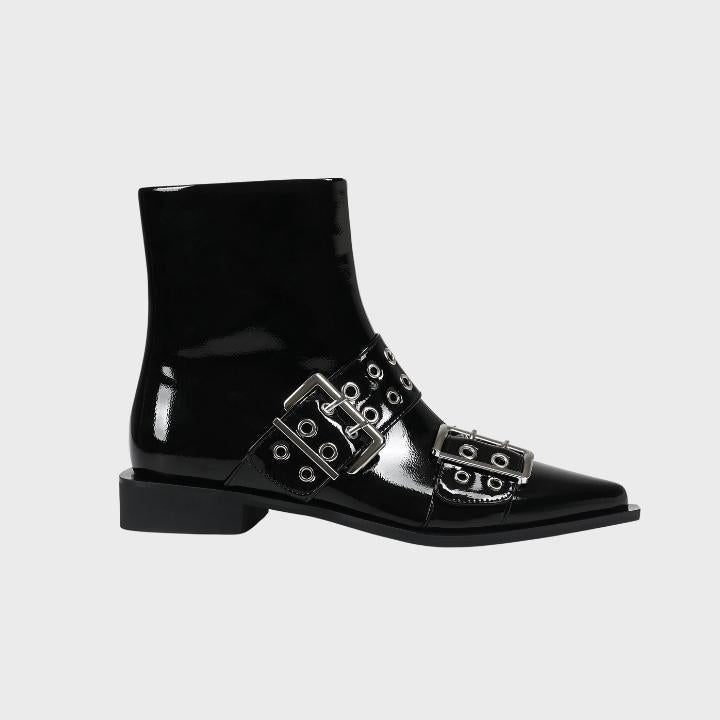 Pointed Toe Buckle Biker Boots for Women - View 6