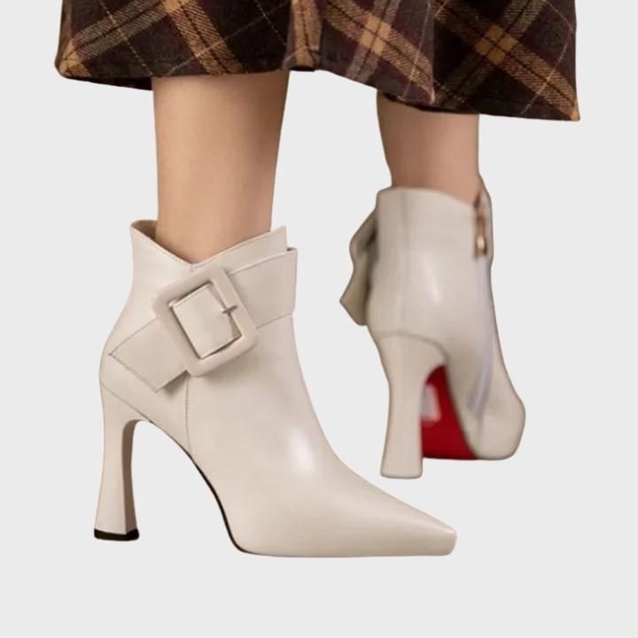Pointed Toe Stiletto Ankle Boots for Women - Beige