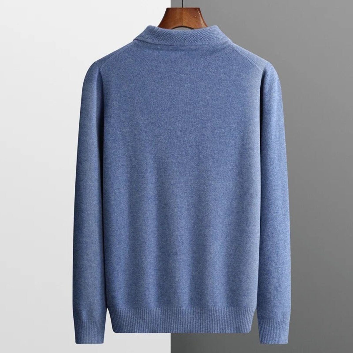 Polo Neck Cashmere Knit Jumper Long Sleeve for Men - View 11