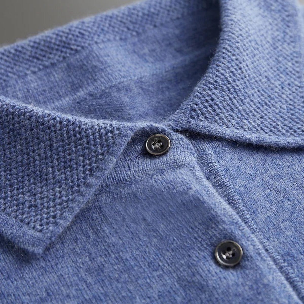Polo Neck Cashmere Knit Jumper Long Sleeve for Men - View 13