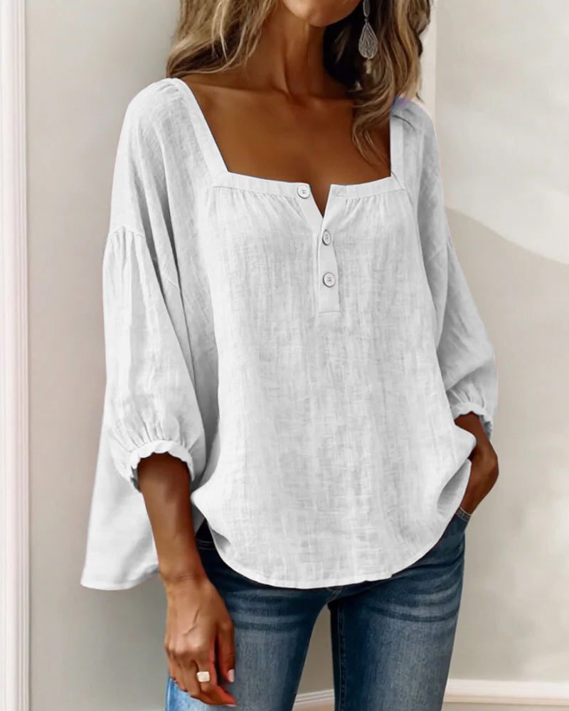 Puff Sleeve Square Neck Blouse for Women - View 7