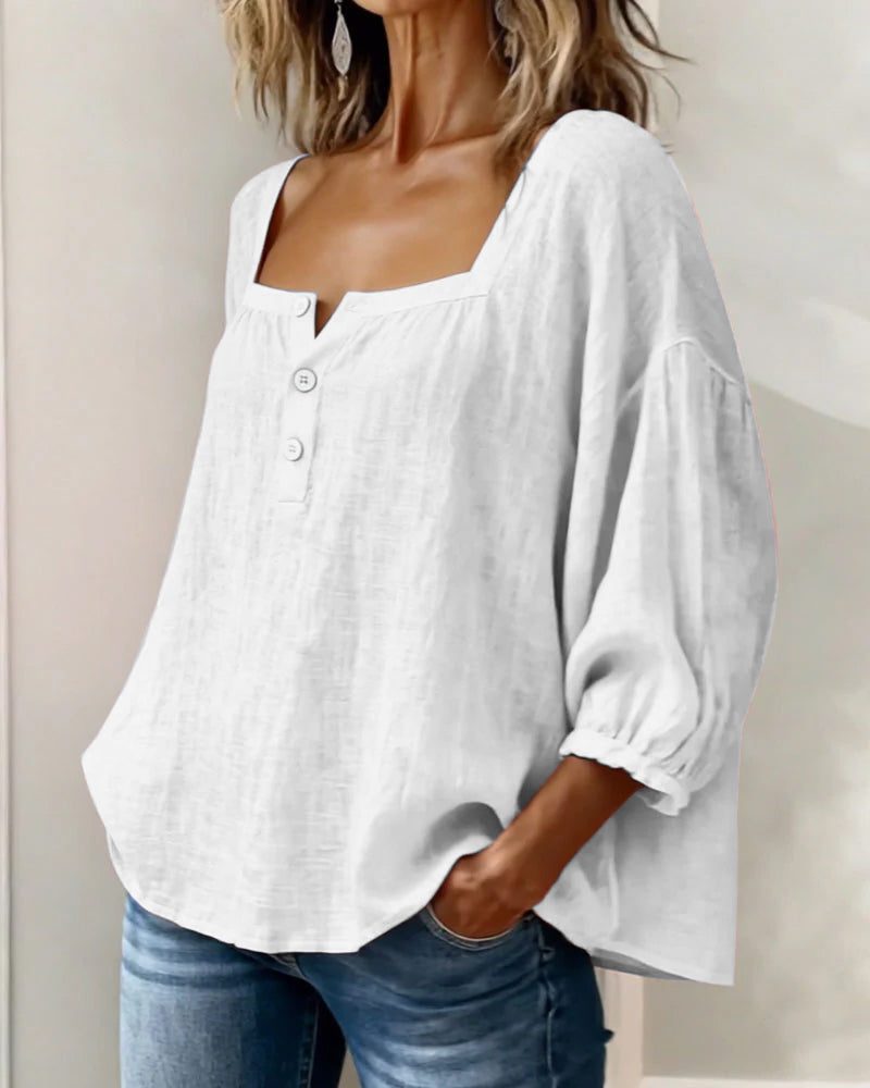 Puff Sleeve Square Neck Blouse for Women - View 8