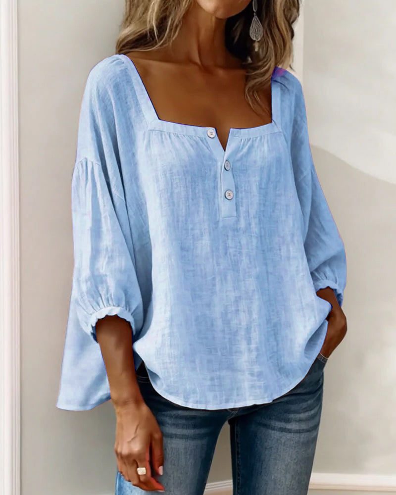 Puff Sleeve Square Neck Blouse for Women - View 10