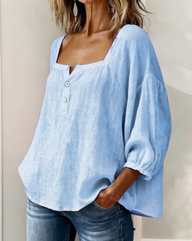 Puff Sleeve Square Neck Blouse for Women - View 12