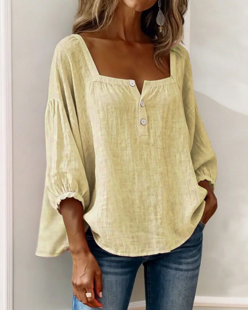 Puff Sleeve Square Neck Blouse for Women - View 14