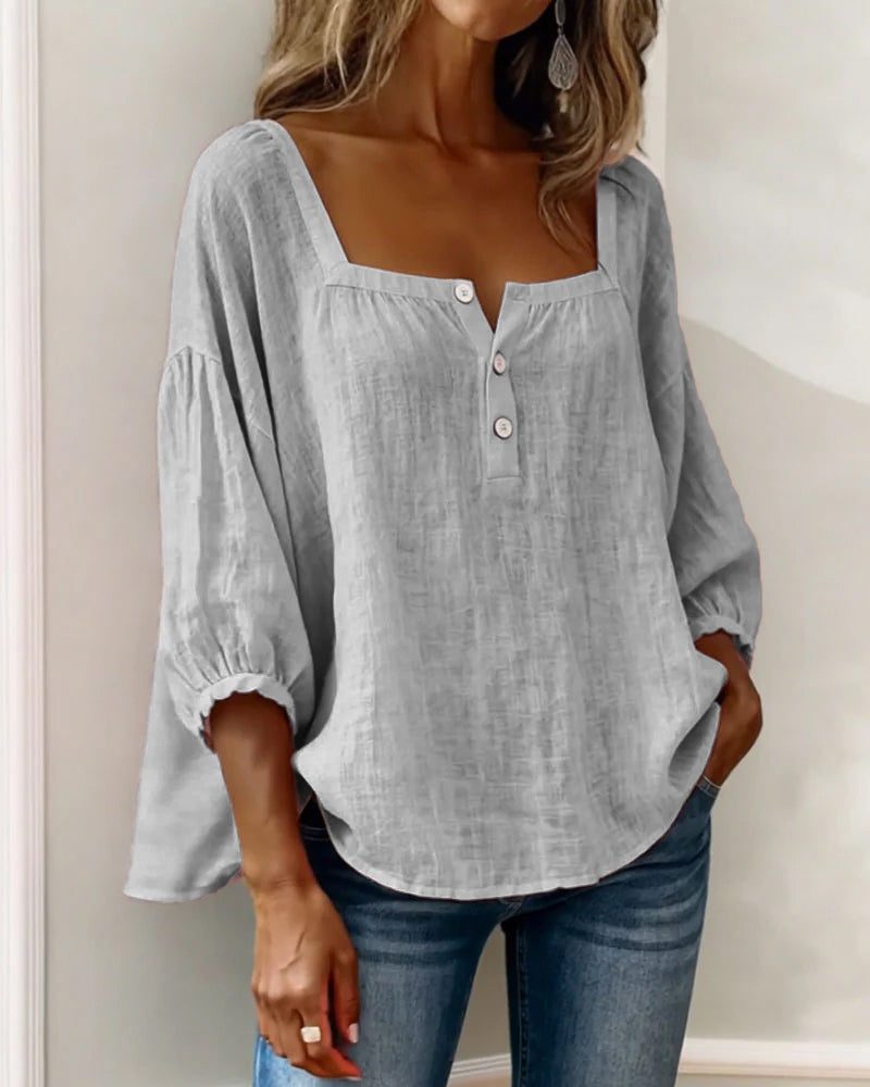 Puff Sleeve Square Neck Blouse for Women - View 19