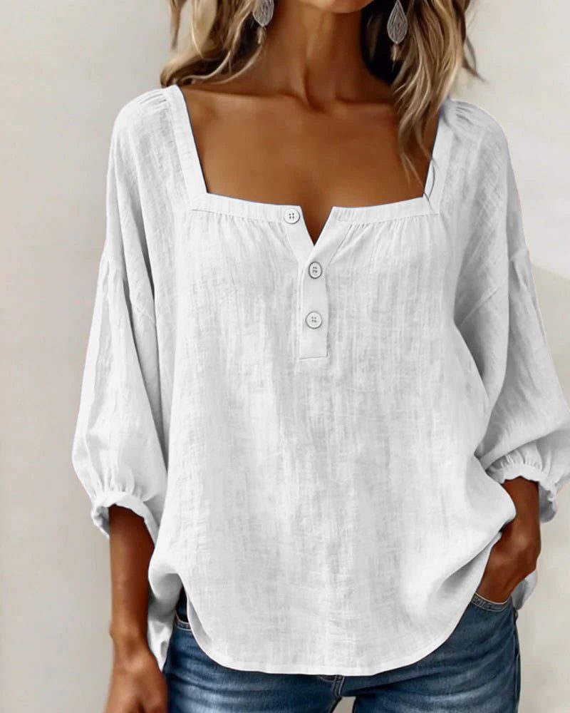 Puff Sleeve Square Neck Blouse for Women - View 6