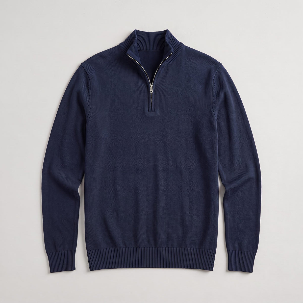 Quarter-Zip Stand Collar Ribbed Knit Jumper for Men - View 6