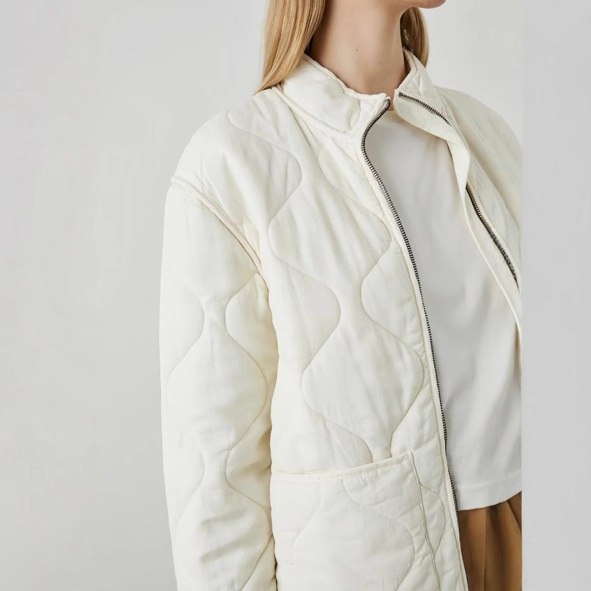 Quilted Oversized Jacket with Stand Collar for Women - View 3