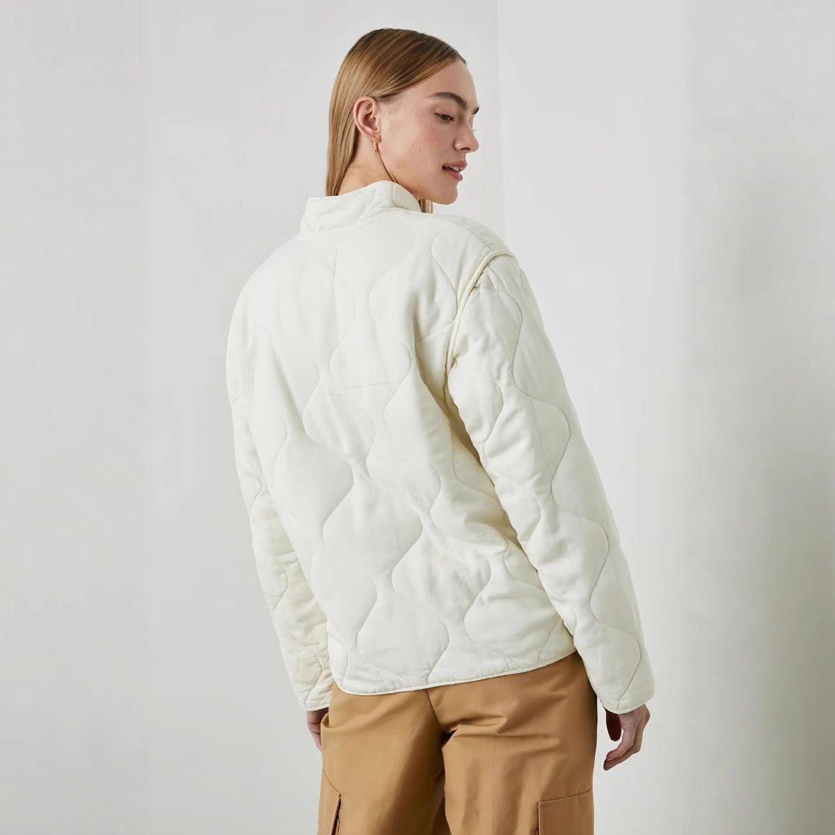 Quilted Oversized Jacket with Stand Collar for Women - View 5