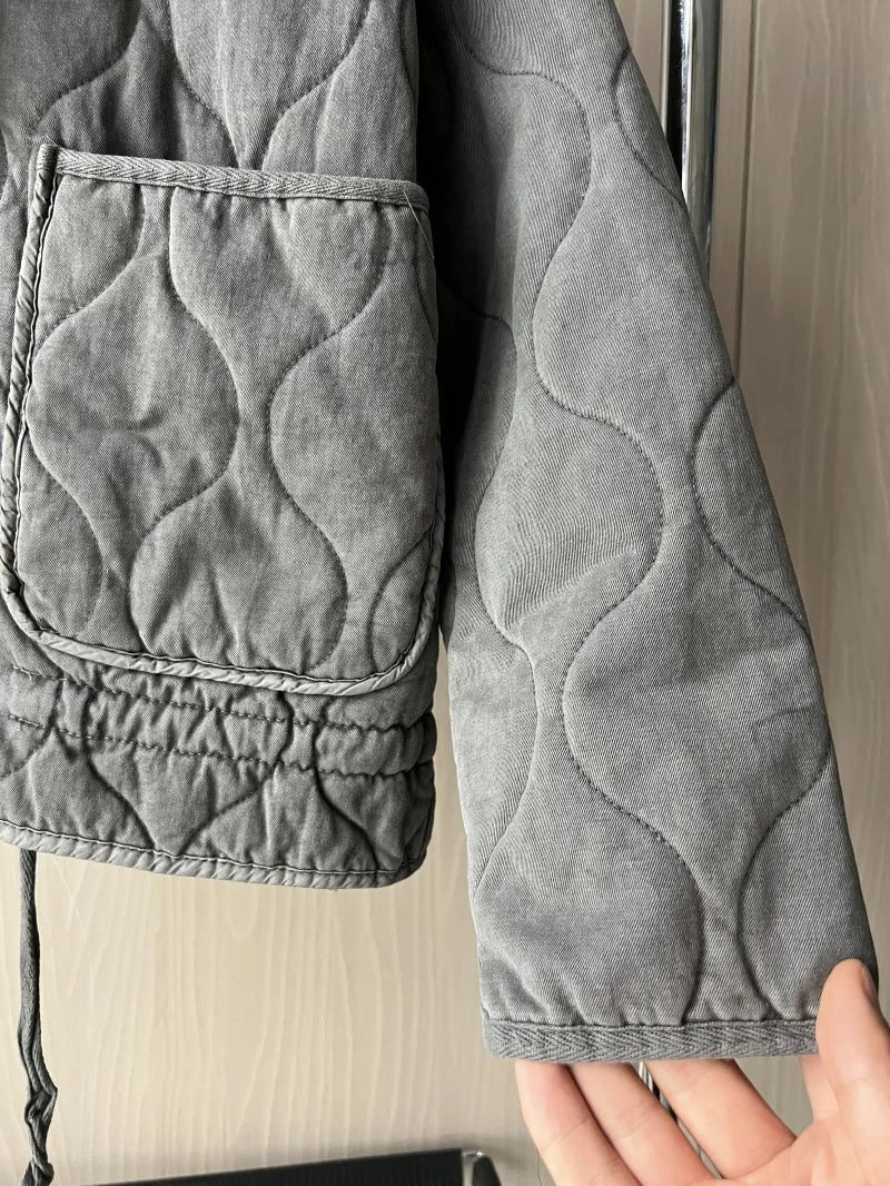 Quilted Zip-Up Jacket with Welt Pockets for Women - View 9