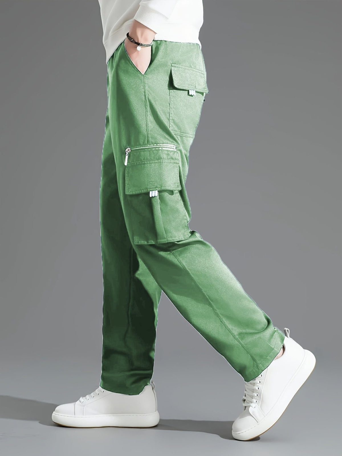 Relaxed Cargo Trousers with Multiple Pockets for Men - View 2