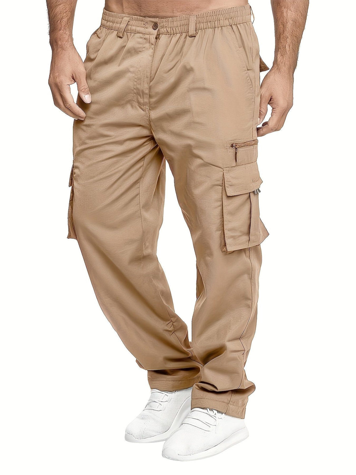 Relaxed Cargo Trousers with Multiple Pockets for Men - View 4