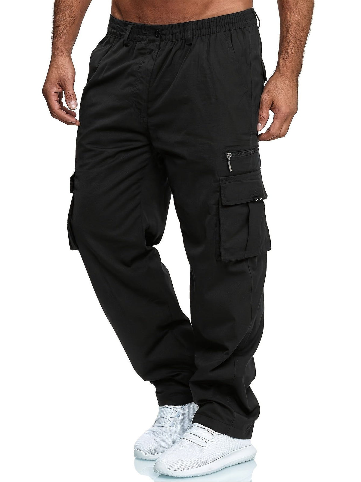 Relaxed Cargo Trousers with Multiple Pockets for Men - View 9
