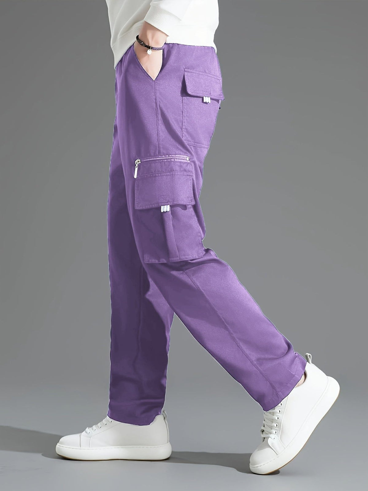 Relaxed Cargo Trousers with Multiple Pockets for Men