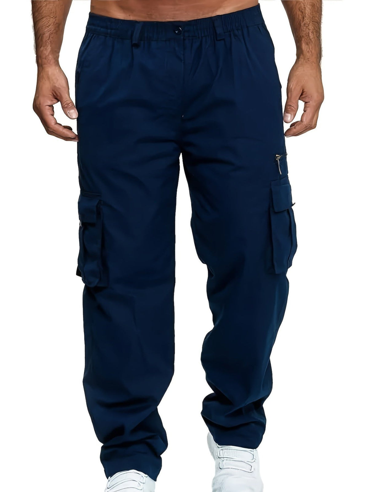 Relaxed Cargo Trousers with Multiple Pockets for Men - View 11