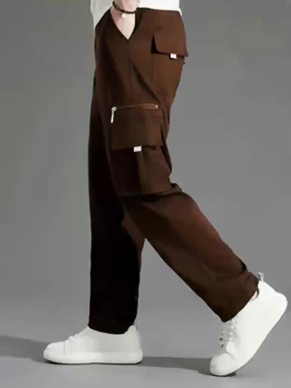 Relaxed Cargo Trousers with Multiple Pockets for Men - View 12