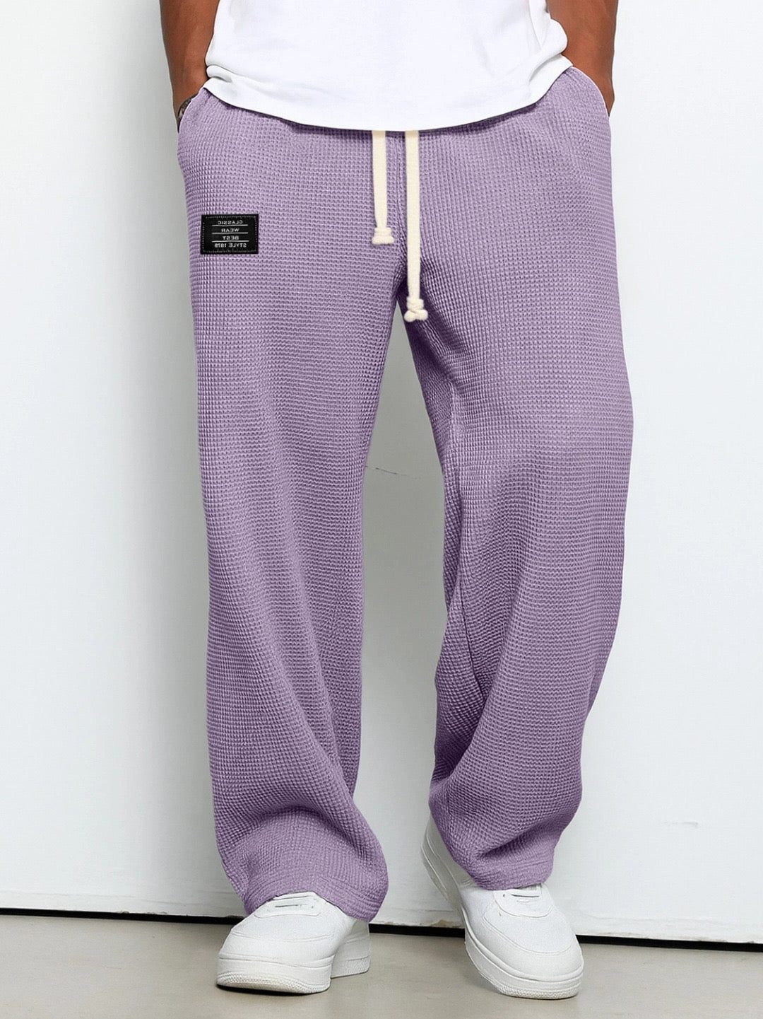Relaxed Fit Textured Trousers for Men - Violet